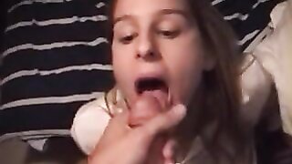 Satisfying blowjob and swallowing skills of Heather