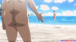 Busty woman gets vigorously pounded on the shoreline!