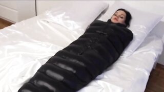New bondage videos on BDSMX.Tube feature sensory deprivation and stunning brunette in stockings.
