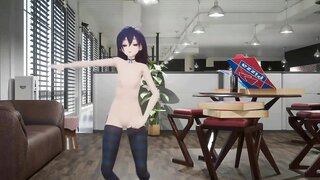 Watch a censored anime girl with blue hair dance in Hentai Porn